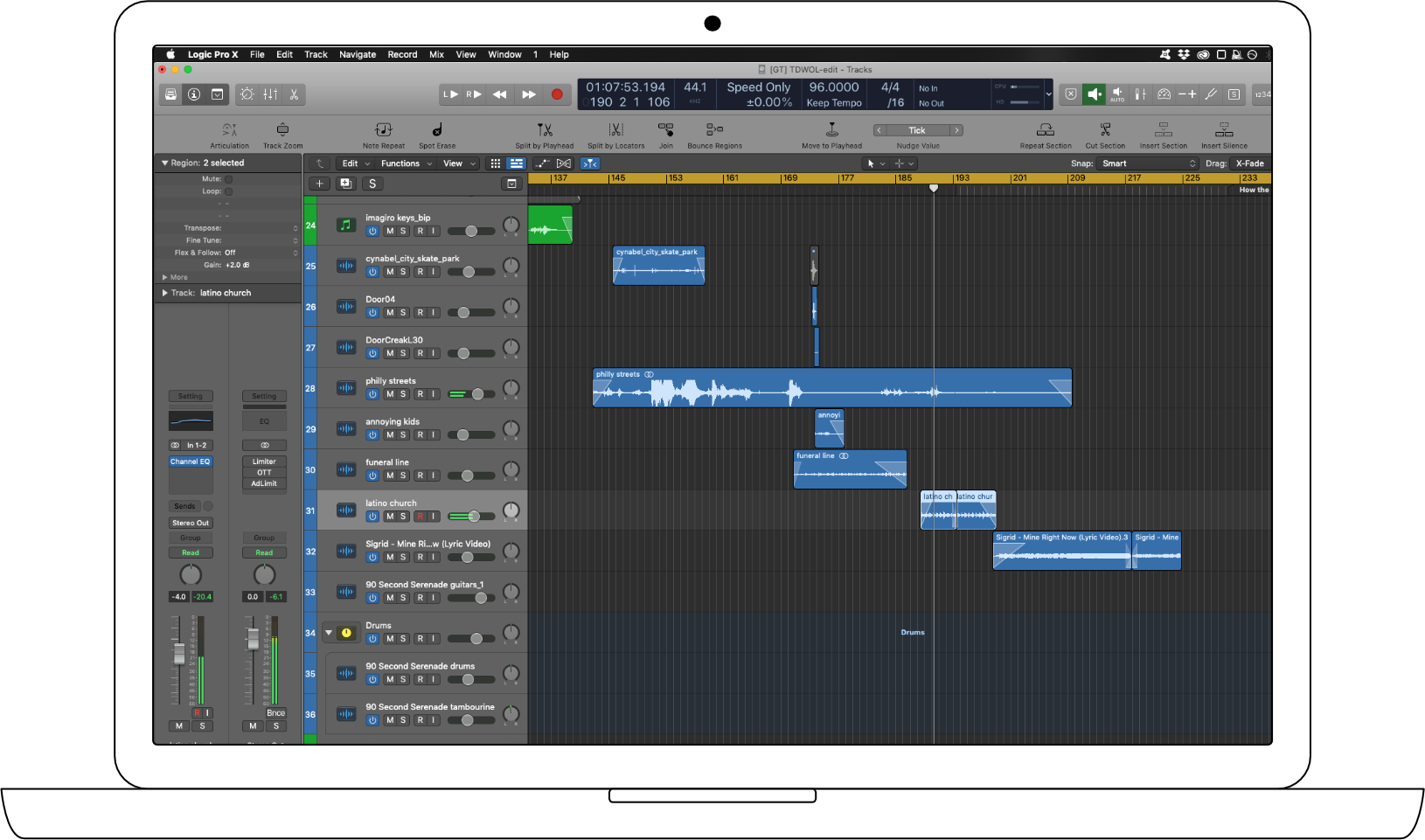 Editing/Voiceover session in Logic Pro