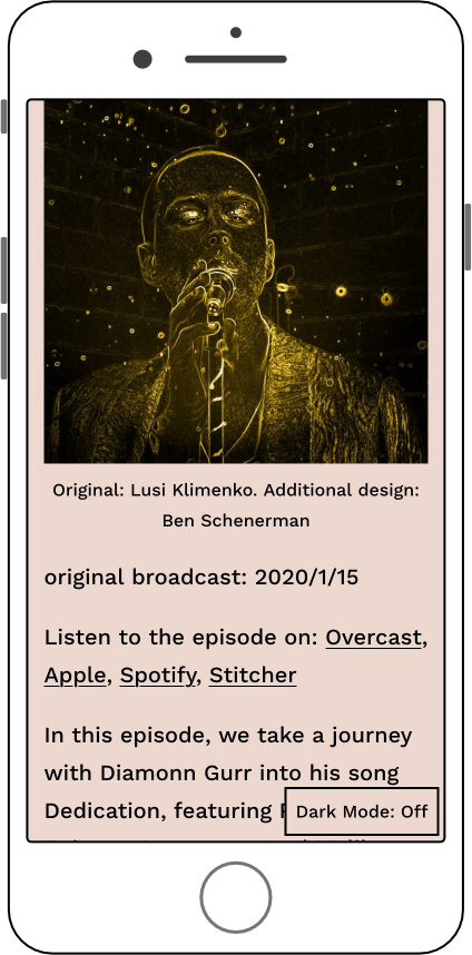 Episode page on mobile (light mode)
