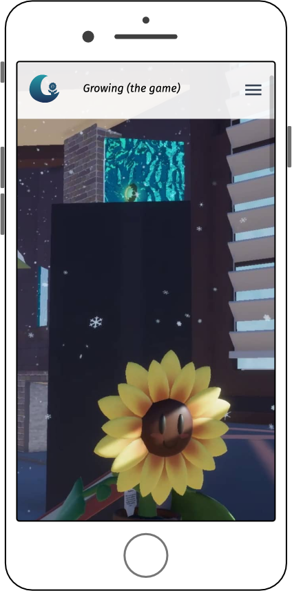 Website featuring hero image of the playable sunflower (mobile)
