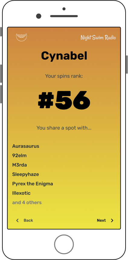 Spotify Wrapped style UI with spins ranking