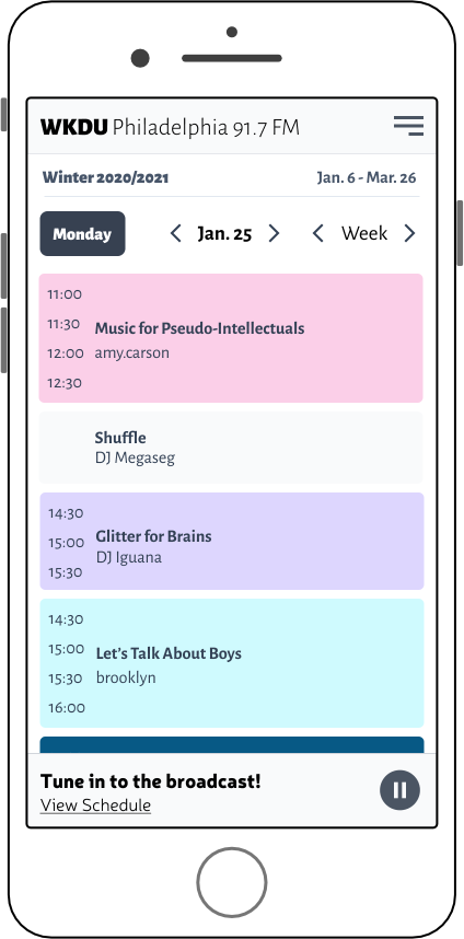 Schedule view concept for minimum viable alpha